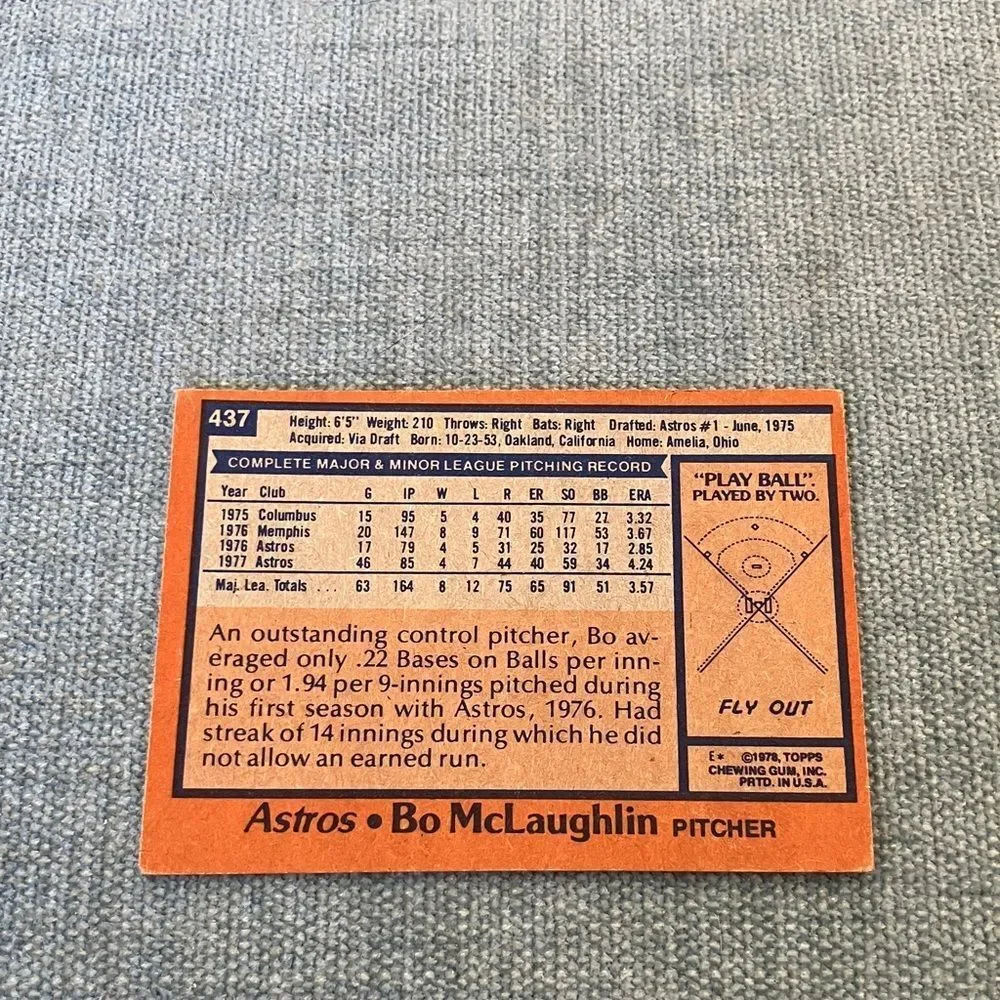 1978 Topps Houston Astros Baseball Card Trading Card